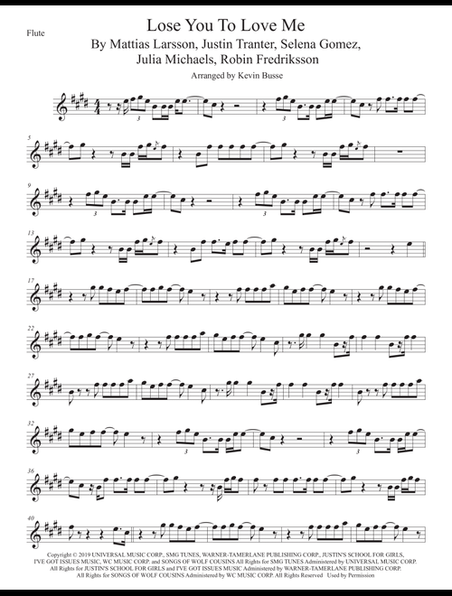 Lose You To Love Me (Arr. Kevin Busse) - Selena Gomez (Flute Solo)