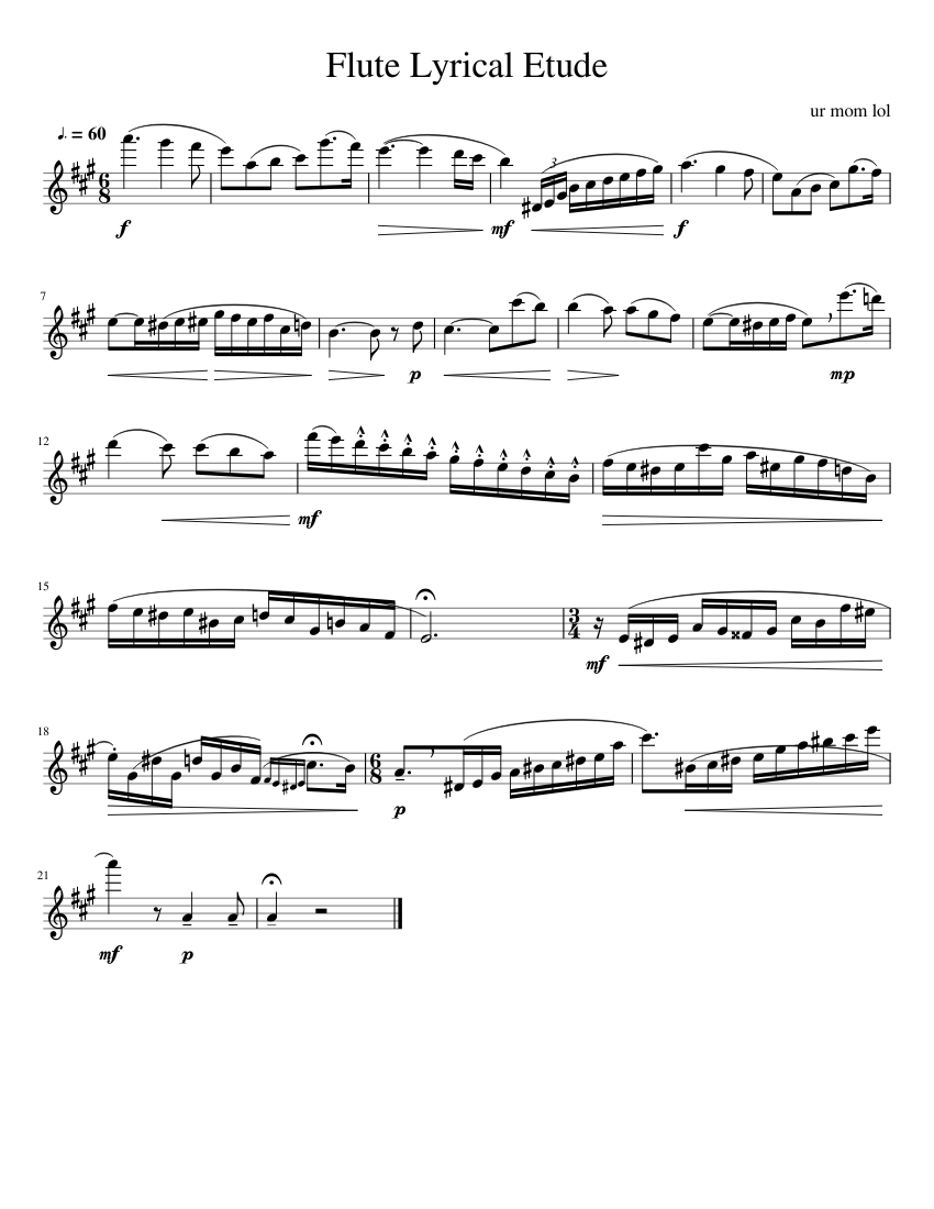 Flute Lyrical Etude Sheet music for Flute (Solo)