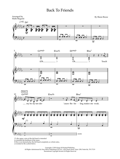 Back To Friends (Arr. Malte Rogacki) - sombr (Piano Vocal)