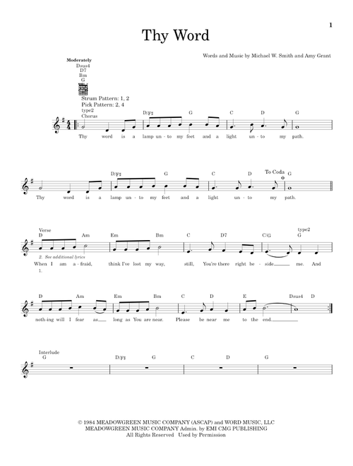 Thy Word - Amy Grant, Michael W Smith (Easy Guitar)