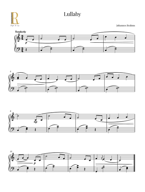 Lullaby - Johannes Brahms - Easy Piano (Arr. Roger da Luz) (Easy Piano)