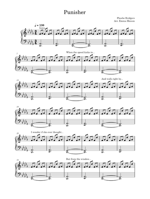 Punisher - Phoebe Bridgers sheet music arranged by edjgy
