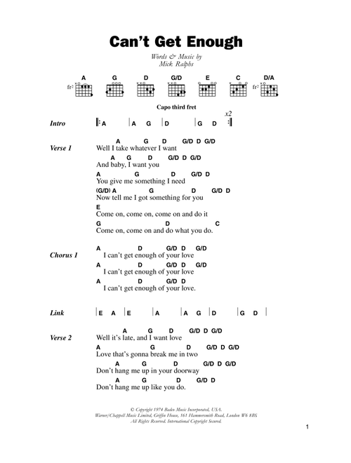 Can't Get Enough - Bad Company (Guitar Chords-Lyrics)