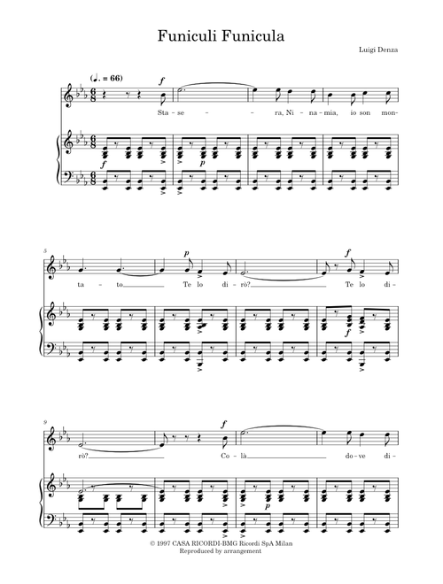 Funiculì, Funiculà - Luigi Denza (Piano Vocal)