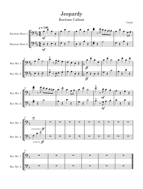 Jeopardy for Baritone Horn