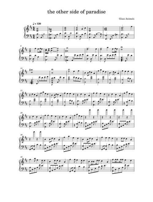 The Other Side Of Paradise (Arr. Glass Animals) (Piano Solo)
