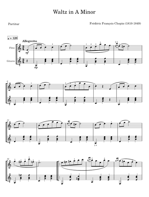 Chopin - Waltz in A minor, B.150 - Original Fo Piano Solo With Fingering - Frédéric François Chop