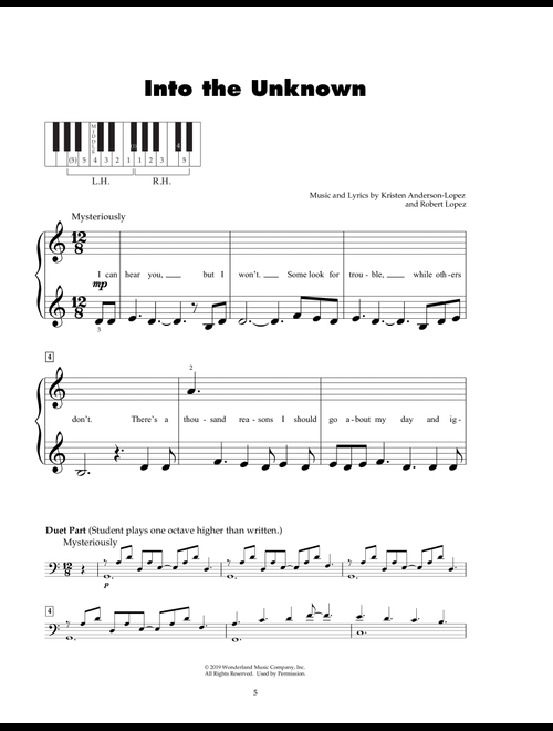 Into The Unknown (from Frozen 2) - Kristen Anderson-Lopez & Robert Lopez, Robert Lopez, Kristen Anderson-Lopez (5-Finger Piano)