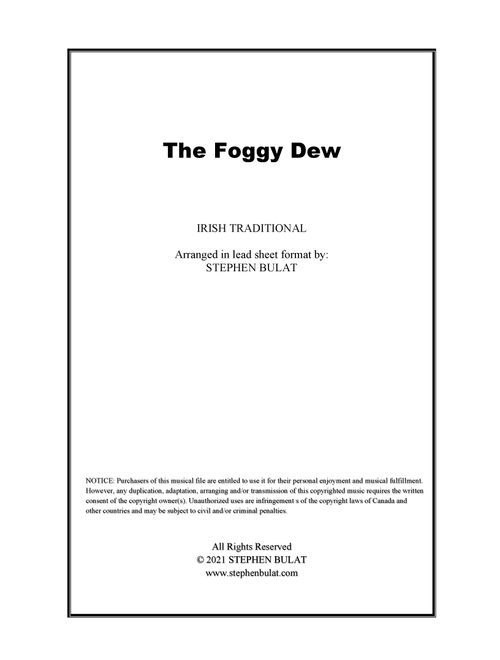 The Foggy Dew (Sinead O'Connor, The Chieftains) - Lead sheet (key of Gm) (Arr. Stephen Bulat) - Irish Traditional (Large Ensemble)