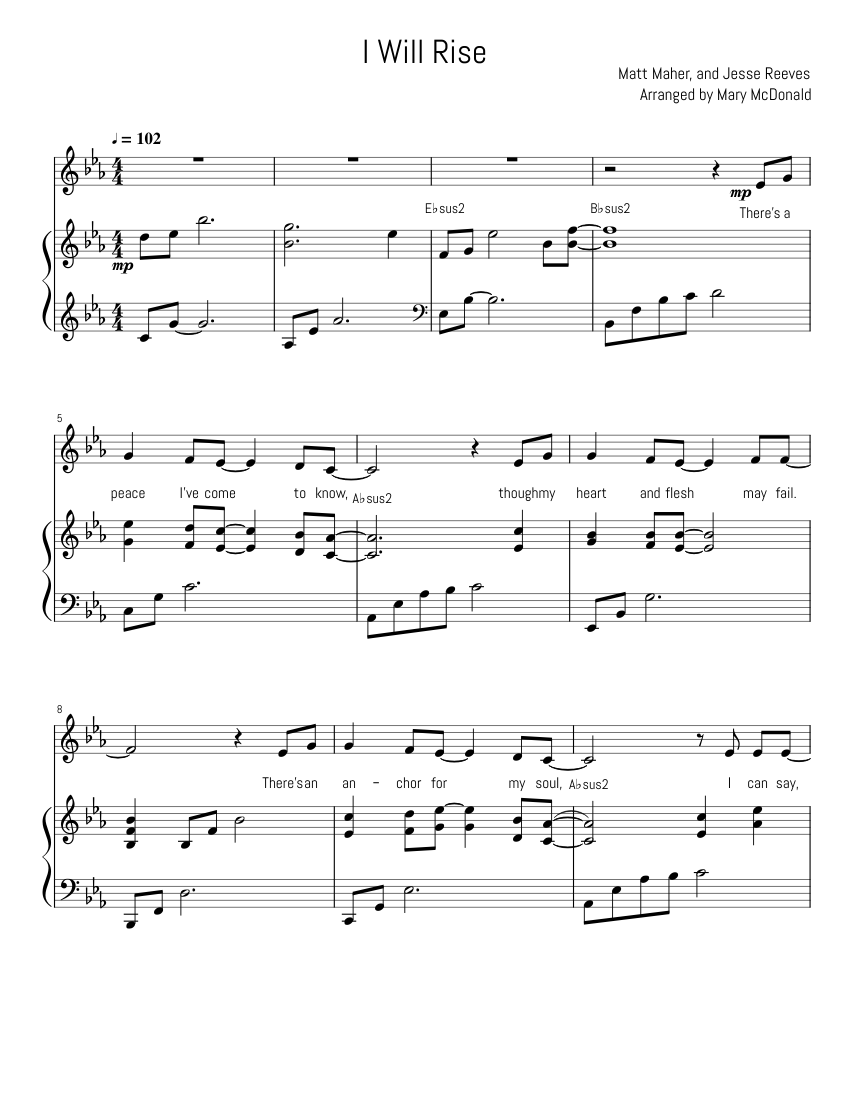 I Will Rise, Louie Giglio, Chris Tomlin, Matt Maher, Jesse Reeves Sheet ...