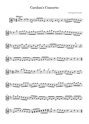 Carolan's Concerto - Turlough O'Carolan Sheet Music with Chords Carolan's Concerto - Turlough O'Carolan Sheet Music with Chords