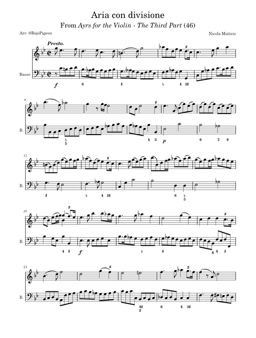 Ayrs for the Violin: The Third Part: Aria con divisione – Nicola Matteis