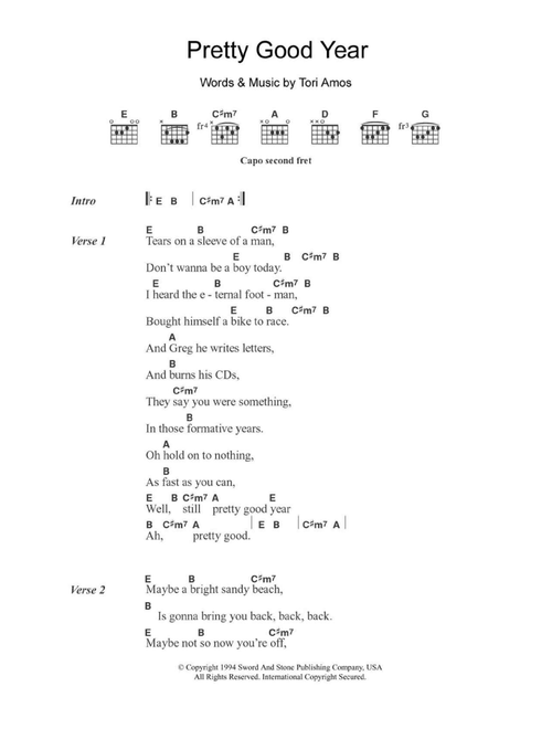 Pretty Good Year - Tori Amos (Guitar Chords-Lyrics)