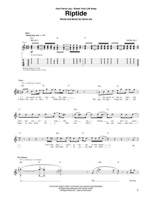 Riptide - Vance Joy (Guitar Tab)