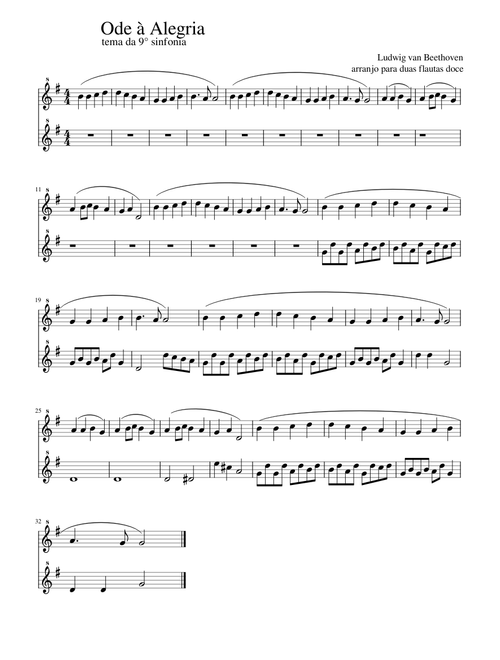 Ode to Joy Recorder Duet Version