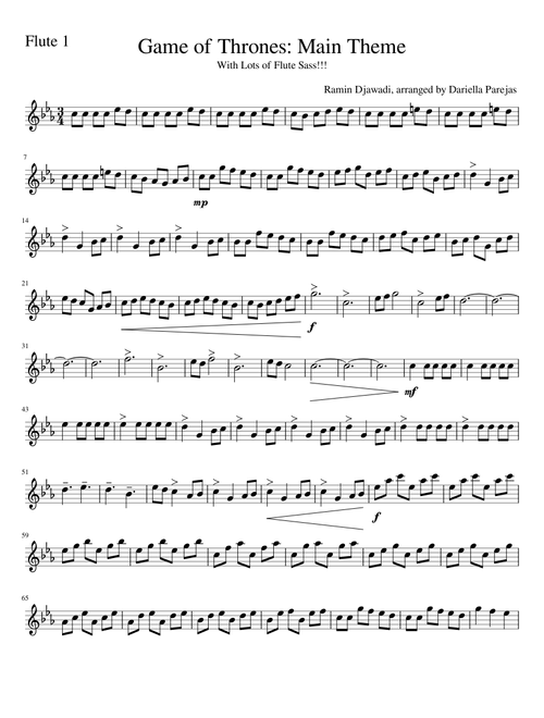 Game of Thrones Flute Choir Edition - Flute 1