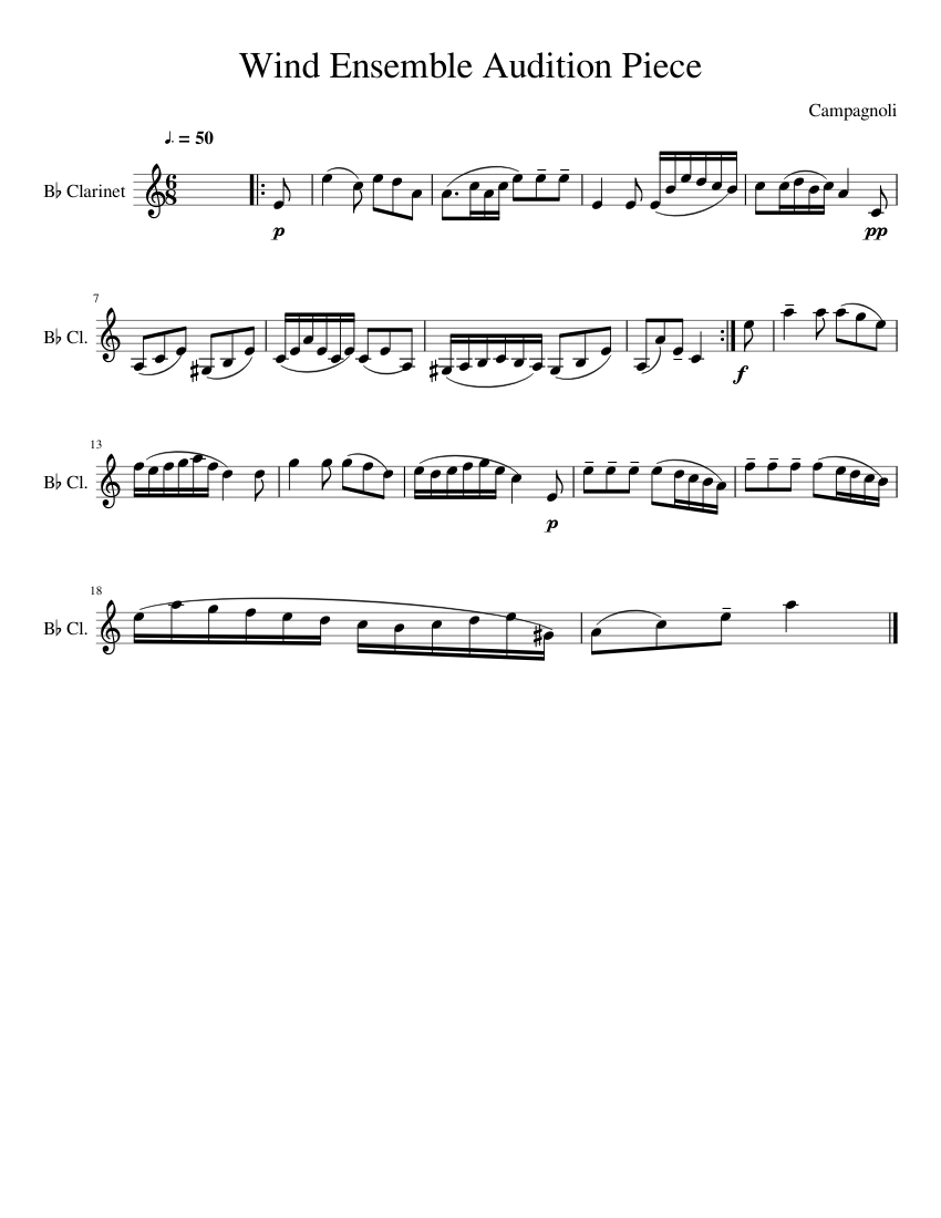 Wind Ensemble Audition Piece Sheet music for Piano, in bflat (Solo)