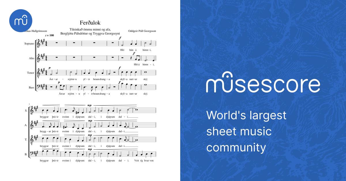 Ferðalok Sheet Music for Soprano, Alto, Tenor, Bass voice (Choral ...
