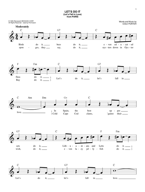 Let's Do It (Let's Fall In Love) - Cole Porter (Easy Lead Sheet - Fake Book)