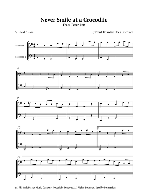 Never Smile At A Crocodile (Arr. André Nusa) - Jack Lawrence, Frank Churchill (Instrumental Duet)
