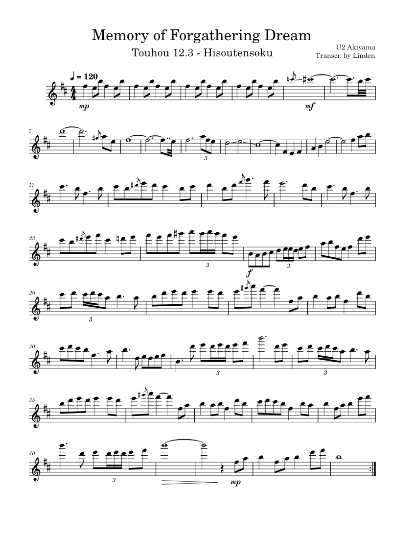 Touhou 12.3 Hisoutensoku - Memory of Forgathering Dream (Violin