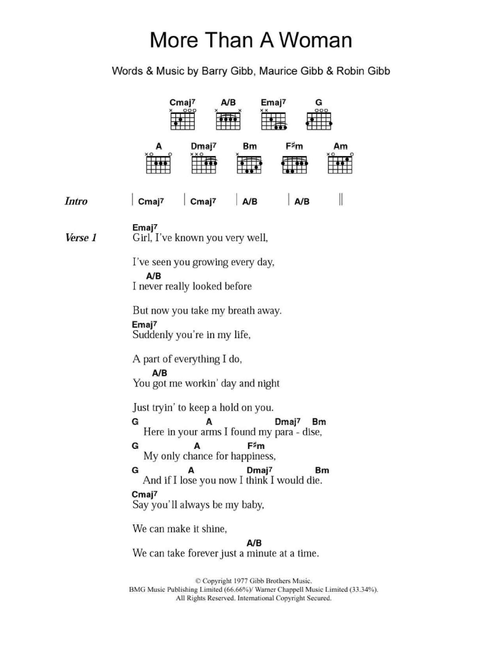More Than A Woman - Bee Gees (Guitar Chords-Lyrics)
