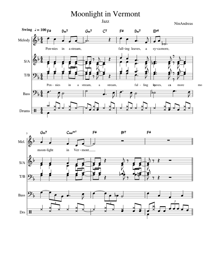 お気に入りの in Moonlight Vermont guitar Bass Piano, for Music Sheet アート・デザイン・音楽