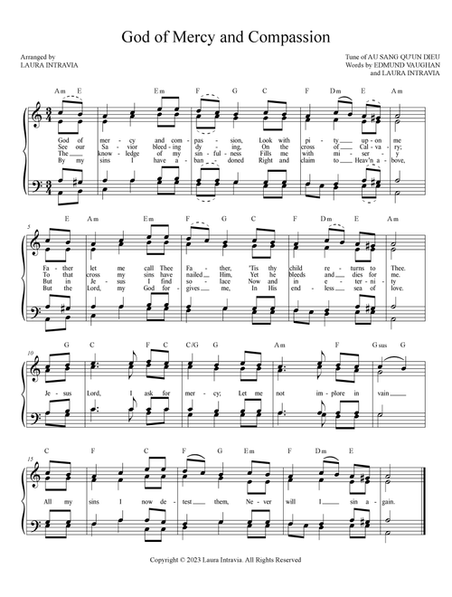 God of Mercy and Compassion (Au Sang Qu'un Dieu) - A minor (Arr. Laura Intravia) - Pergolesi / Edmund Vaughan (Piano-Vocal-Guitar (Piano Accompaniment))