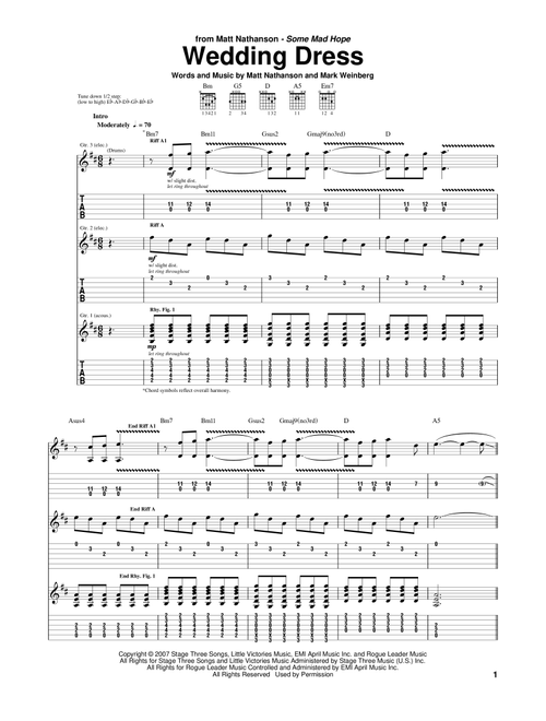 Wedding Dress - Matt Nathanson (Guitar Tab)