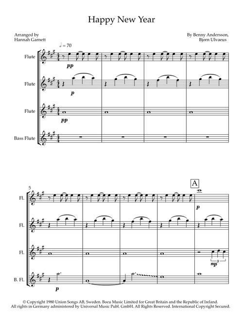 Happy New Year (Arr. Hannah Garnett) - ABBA (Woodwind Ensemble)