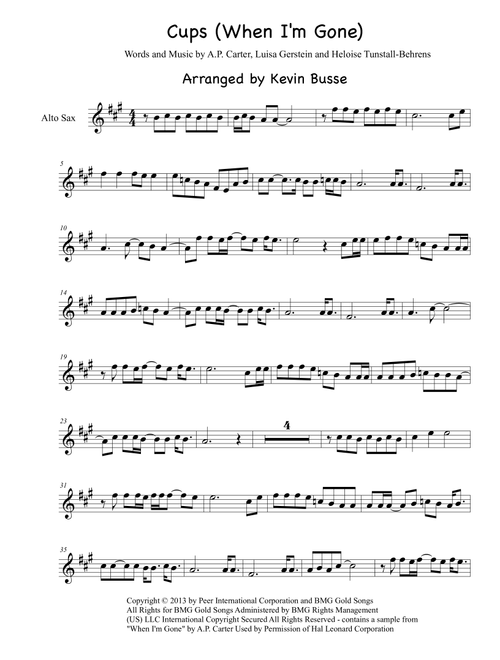 Cups (When I'm Gone) (Arr. Kevin Busse) - Anna Kendrick (Alto Sax Solo)