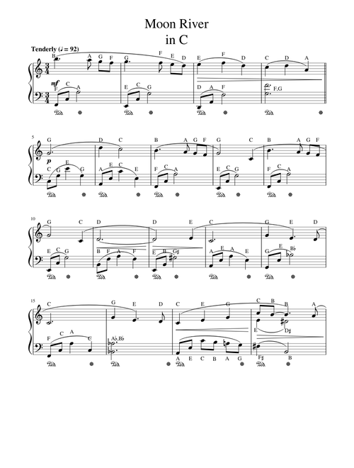 Moon River Noted In C