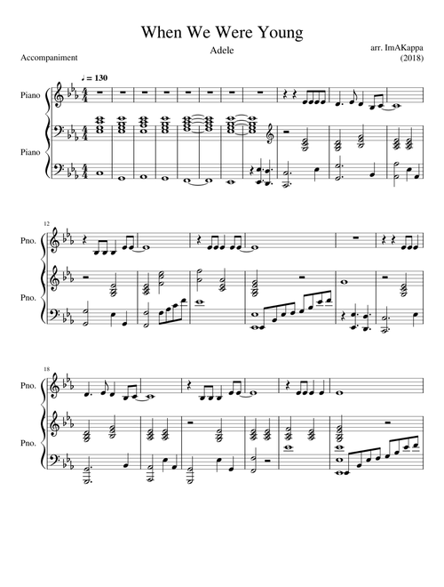 When We Were Young - Adele [Piano Accompaniment]