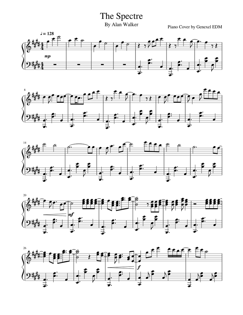 mucho Editor Antagonista The Spectre - Alan Walker Sheet music for Piano (Solo) | Musescore.com