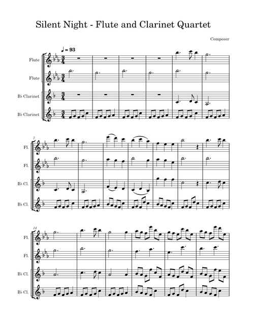 Silent Night, Holy Night – Ed Sheeran Silent Night – Ed Sheeran - Flute and Clarinet Quartet