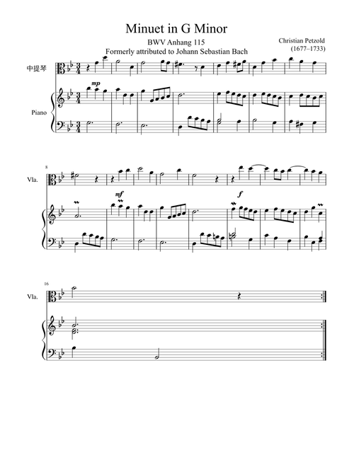 Minuet BWV Anhang 115 in G Minor