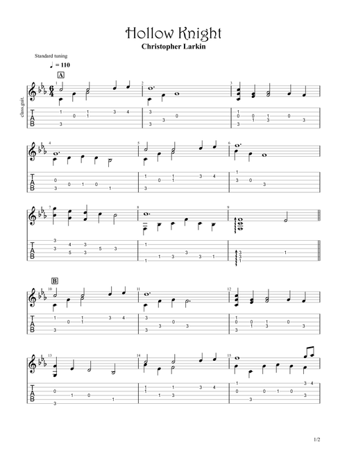 Hollow Knight (Arr. EmiThiX) - Christopher Larkin (Guitar Tab)