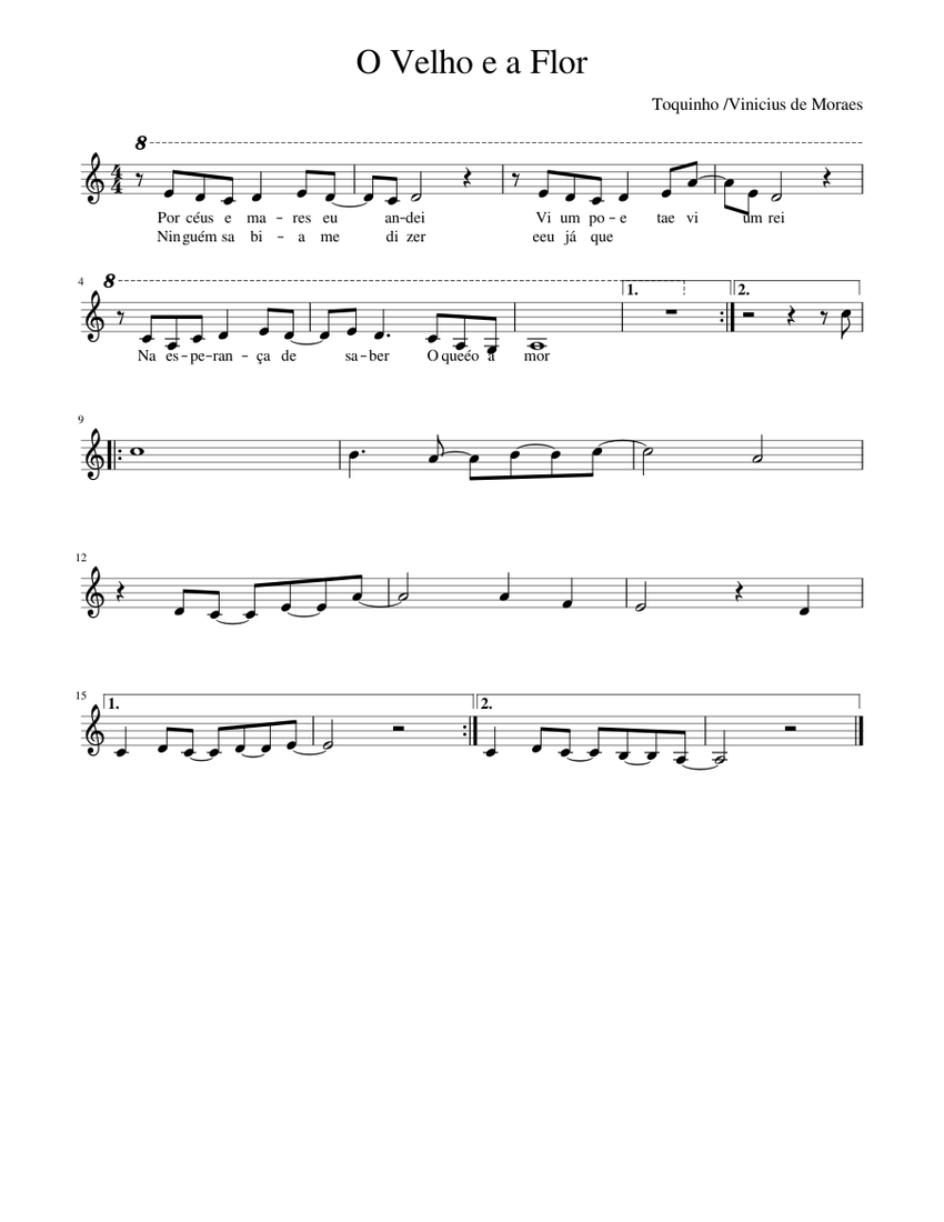 O Velho e a Flor Sheet music for Piano (Solo) | Musescore.com