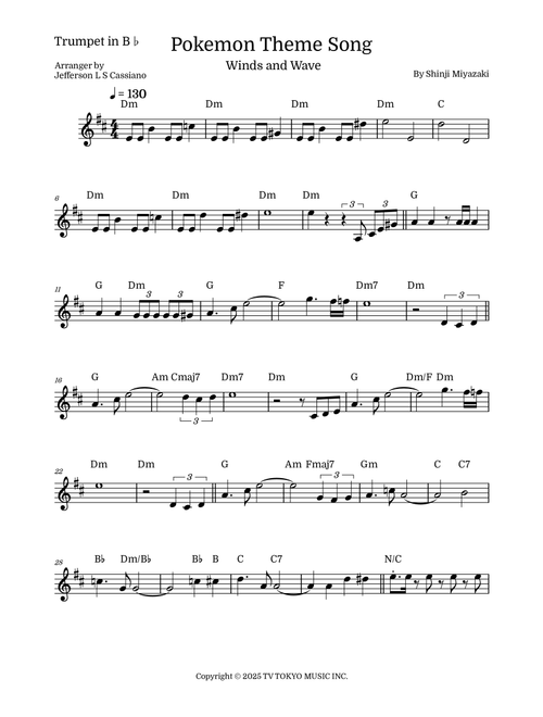 Pokemon (Arr. Jefferson LS Cassiano) - Shinji Miyazaki (Trumpet and Piano)