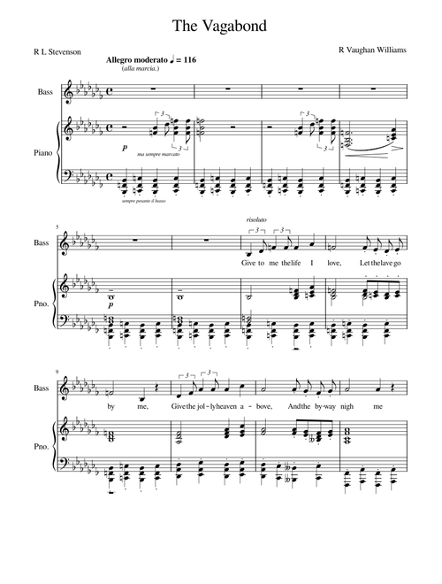The Vagabond – Ralph Vaughan Williams (Cb Major/Ab Minor)