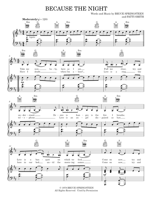 Because the night - Patti Smith (Piano-Vocal-Guitar)