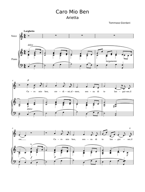 Caro mio ben (Arietta) – Giuseppe Giordani
