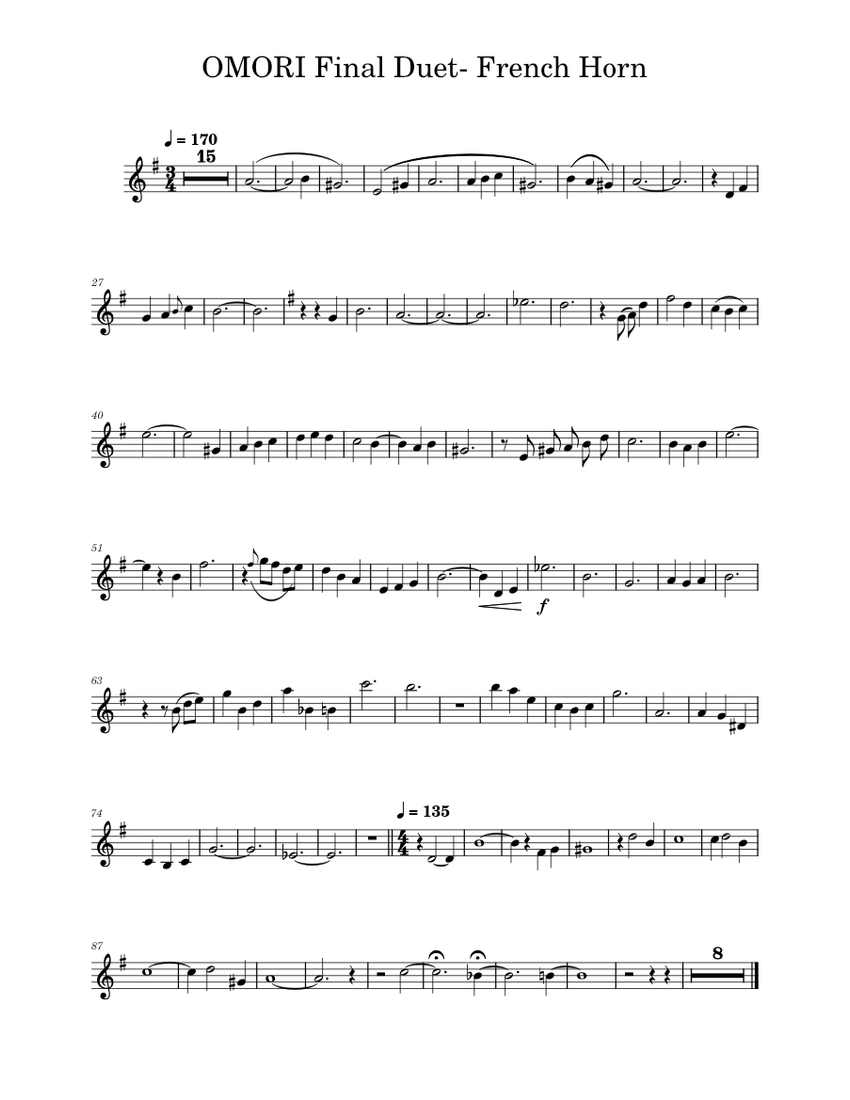 OMORI Final Duet French Horn Sheet music for French horn (Brass