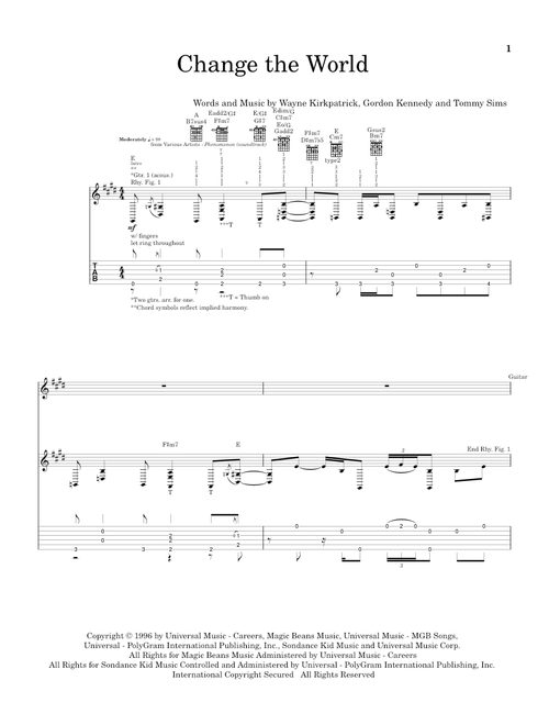 Change The World - Eric Clapton, Wynonna (Guitar Tab)