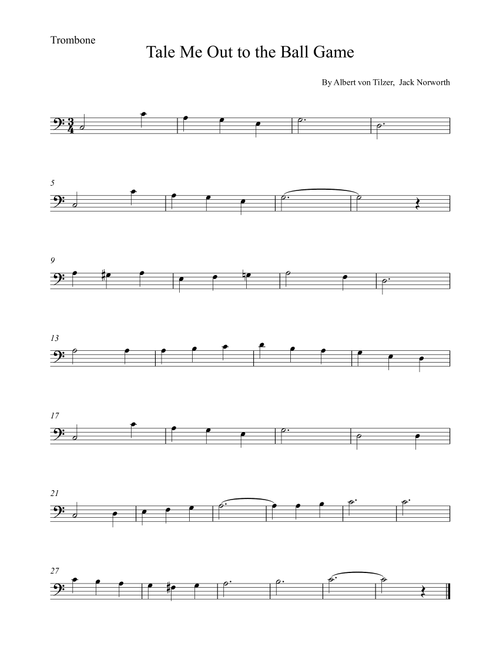 Take Me Out To The Ball Game (Arr. Alex Nunes Rodrigues) - Albert von Tilzer, Jack Norworth (Trombone Solo)