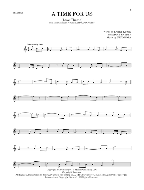 A Time For Us (Love Theme) - Nino Rota, Larry Kusik, Eddie Snyder (Trumpet Solo)