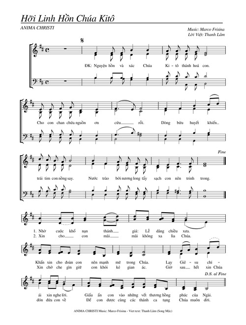 Hỡi Linh Hồn Chúa Kitô - Anima Christi
