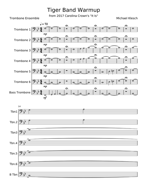 Tiger Bone Warmup - Arr. by Michael Klesch