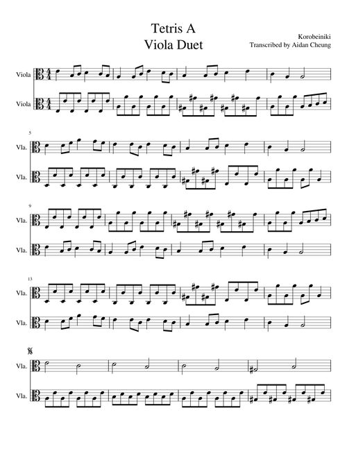 Tetris A Viola Duet