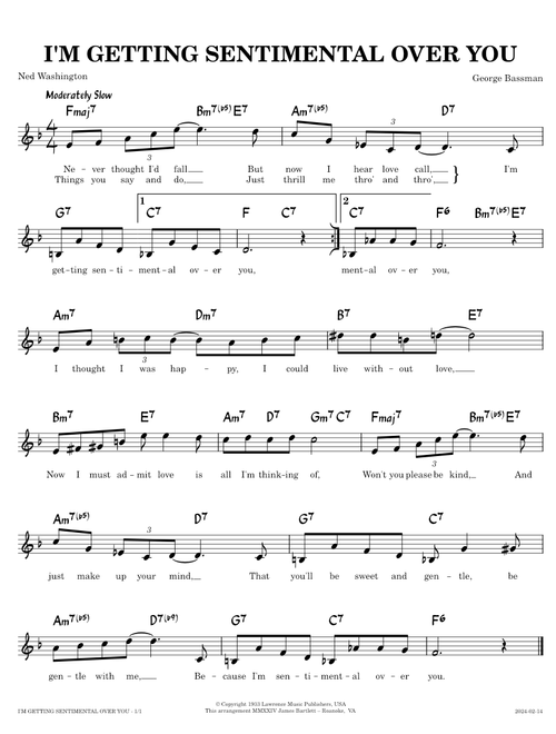 I'm Getting Sentimental Over You  [lead sheet]